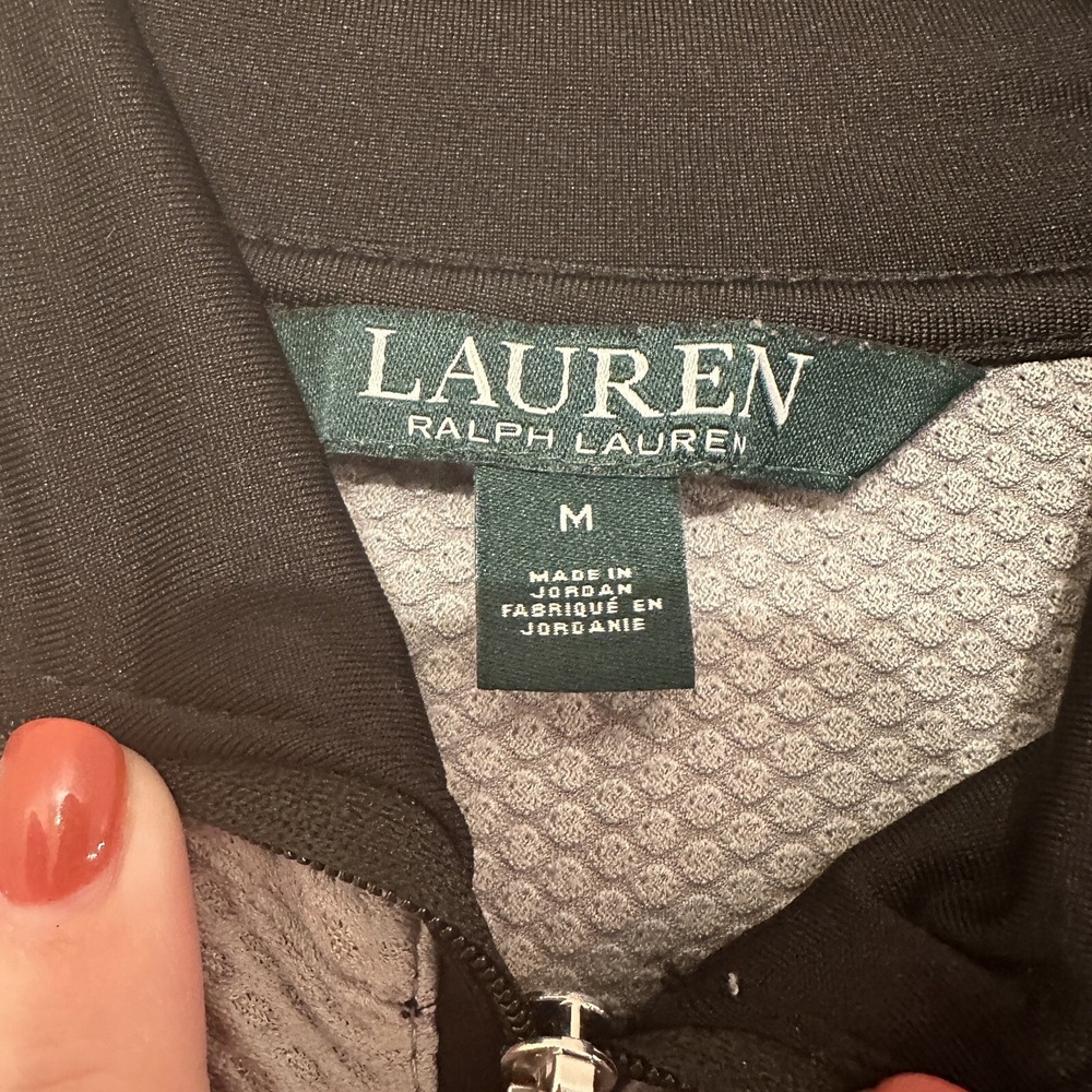 LRL Lauren Active Ralph Lauren Women's Sz Medium Gray Waffle 1/4 Zip Pullover - Picture 4 of 5